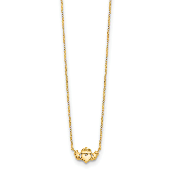 14k Polished Claddagh 17 inch Necklace-SF2532-17