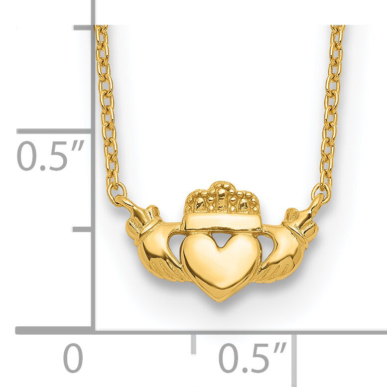 14k Polished Claddagh 17 inch Necklace-SF2532-17