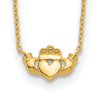14k Polished Claddagh 17 inch Necklace-SF2532-17