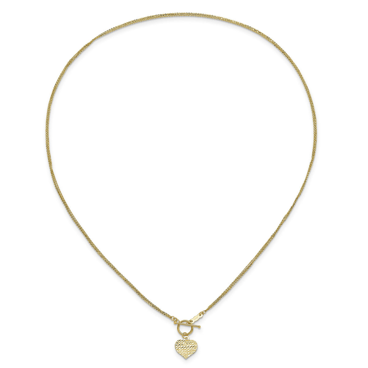 14k Polished 3-Strand D/C Heart Toggle Necklace-SF2534-18
