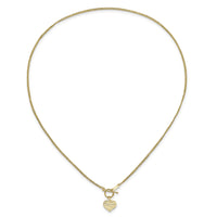 14k Polished 3-Strand D/C Heart Toggle Necklace-SF2534-18