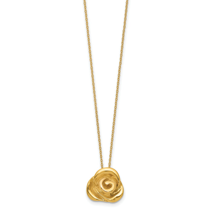 14k Polished Puffed Rose 18in Necklace-SF2535-18