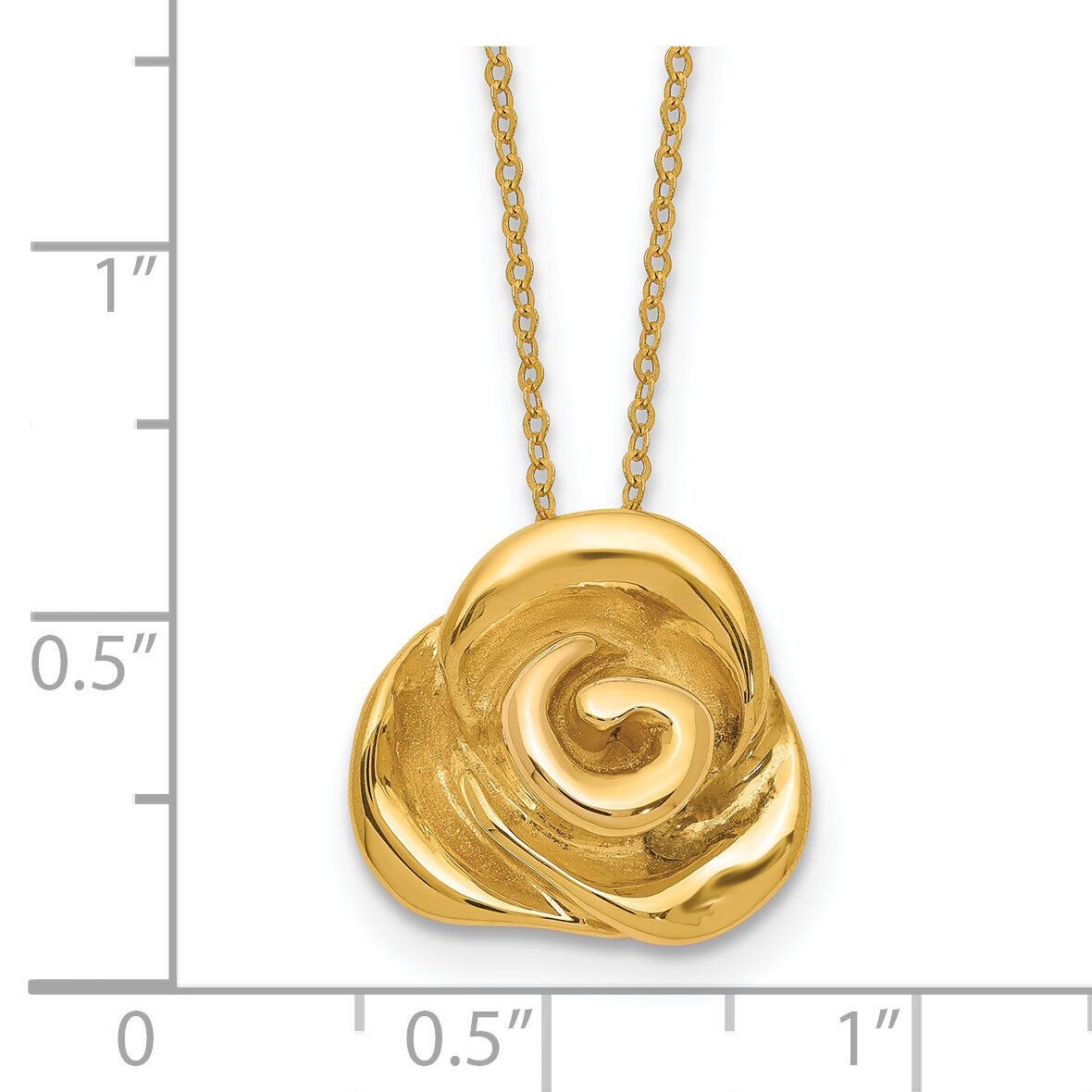 14k Polished Puffed Rose 18in Necklace-SF2535-18
