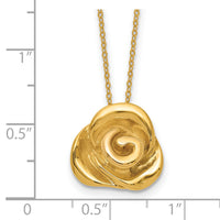14k Polished Puffed Rose 18in Necklace-SF2535-18
