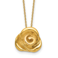 14k Polished Puffed Rose 18in Necklace-SF2535-18