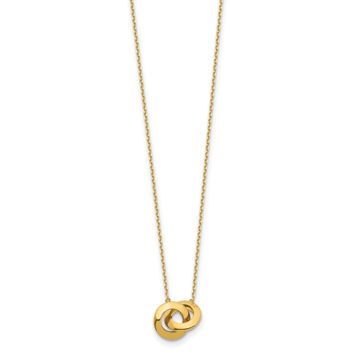 14k Polished Fancy Interlocking Circle 16 inch with 1 inch ext. Necklace-SF2548-16