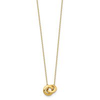14k Polished Fancy Interlocking Circle 16 inch with 1 inch ext. Necklace-SF2548-16