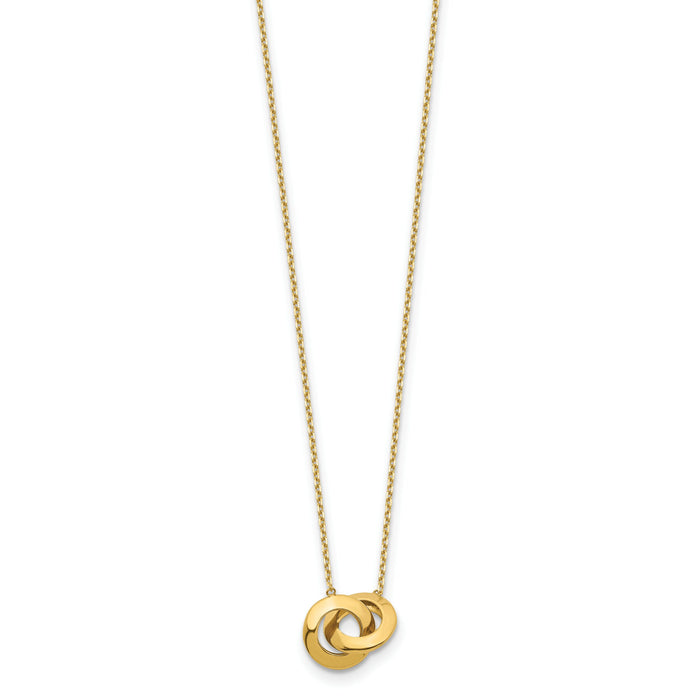 14k Polished Fancy Interlocking Circle 16 inch with 1 inch ext. Necklace-SF2548-16