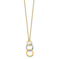14k Two-tone Polished & Textured 3-Circle Necklace-SF2550-17