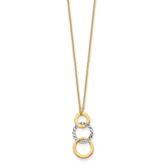 14k Two-tone Polished & Textured 3-Circle Necklace-SF2550-17