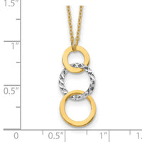 14k Two-tone Polished & Textured 3-Circle Necklace-SF2550-17