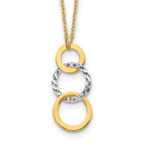 14k Two-tone Polished & Textured 3-Circle Necklace-SF2550-17
