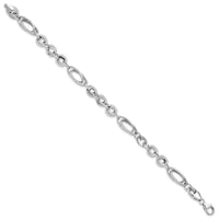 14k White Polished & Textured Oval Fancy Link Bracelet-SF2571-7.75