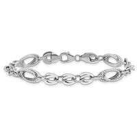 14k White Polished & Textured Oval Fancy Link Bracelet-SF2571-7.75