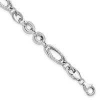 14k White Polished & Textured Oval Fancy Link Bracelet-SF2571-7.75