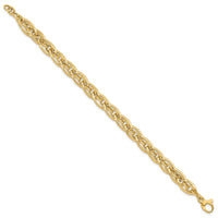 14K Gold Polished and Grooved w/ .5 in ext. Fancy Link Bracelet-SF2577-8
