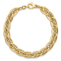 14K Gold Polished and Grooved w/ .5 in ext. Fancy Link Bracelet-SF2577-8
