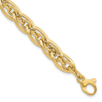 14K Gold Polished and Grooved w/ .5 in ext. Fancy Link Bracelet-SF2577-8
