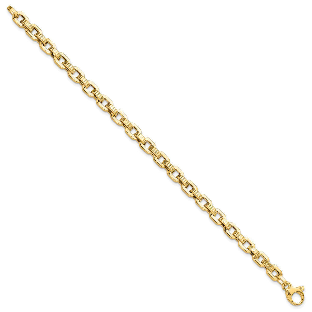 14K Gold Polished & Textured Fancy Link Bracelet-SF2589-7.5