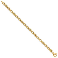 14K Gold Polished & Textured Fancy Link Bracelet-SF2589-7.5