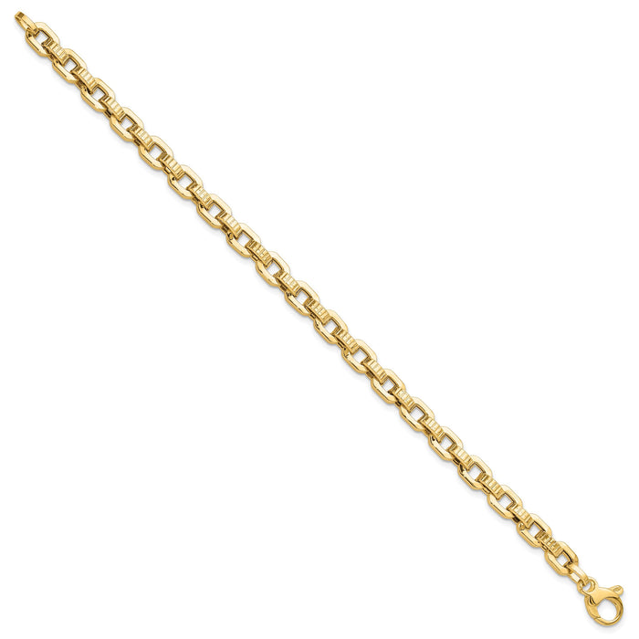 14K Gold Polished & Textured Fancy Link Bracelet-SF2589-7.5