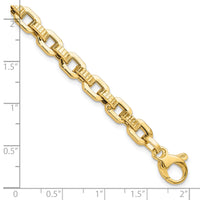 14K Gold Polished & Textured Fancy Link Bracelet-SF2589-7.5