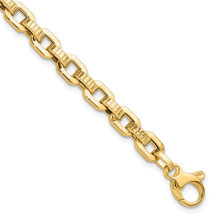 14K Gold Polished & Textured Fancy Link Bracelet-SF2589-7.5