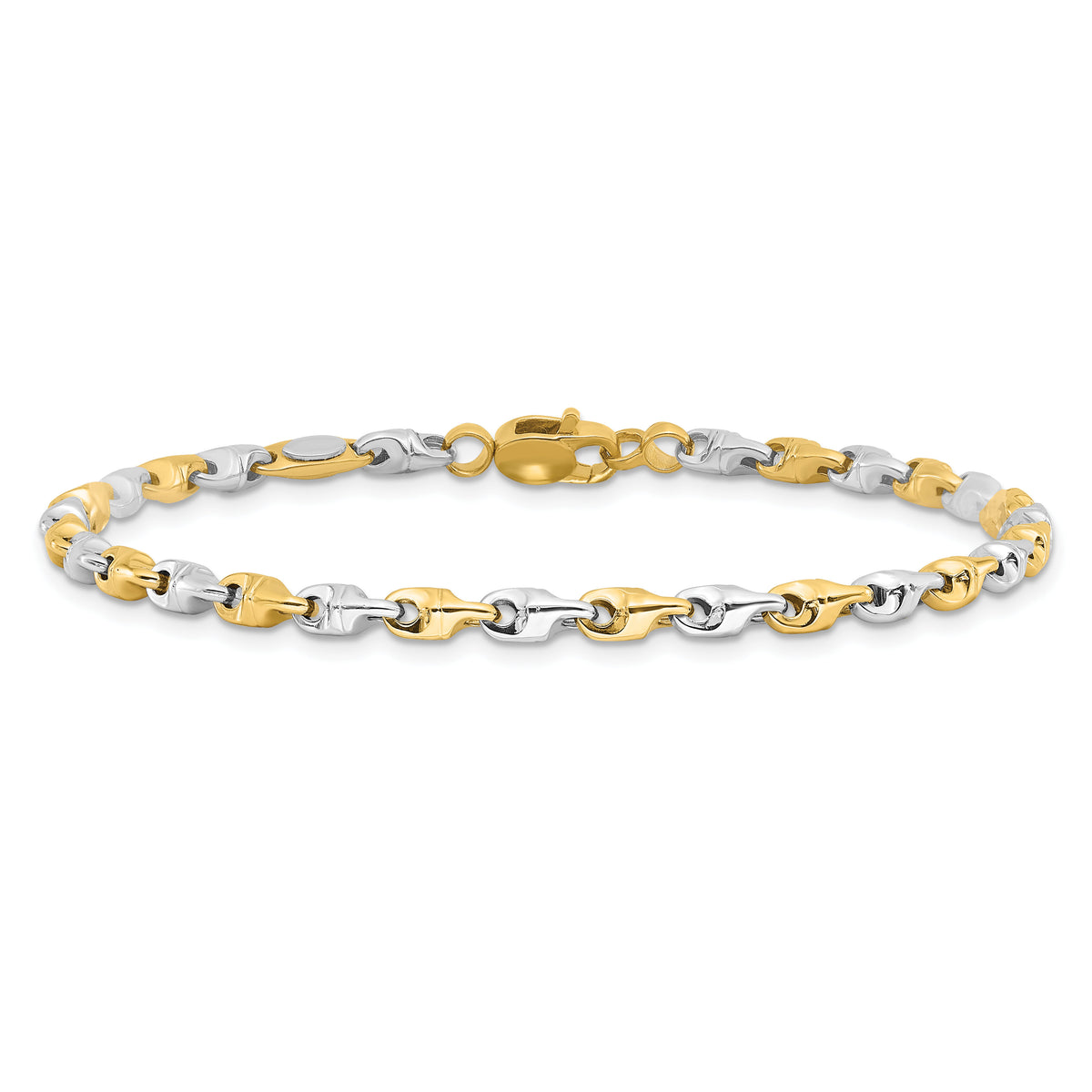 14K Two-tone Polished Fancy Link Bracelet-SF2598-7.5