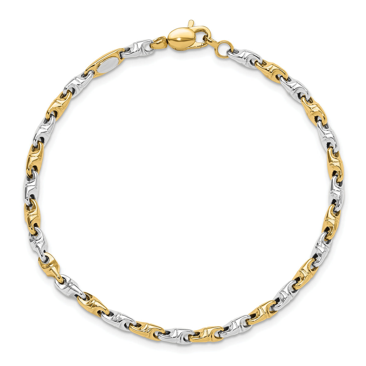 14K Two-tone Polished Fancy Link Bracelet-SF2598-7.5