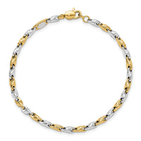 14K Two-tone Polished Fancy Link Bracelet-SF2598-7.5