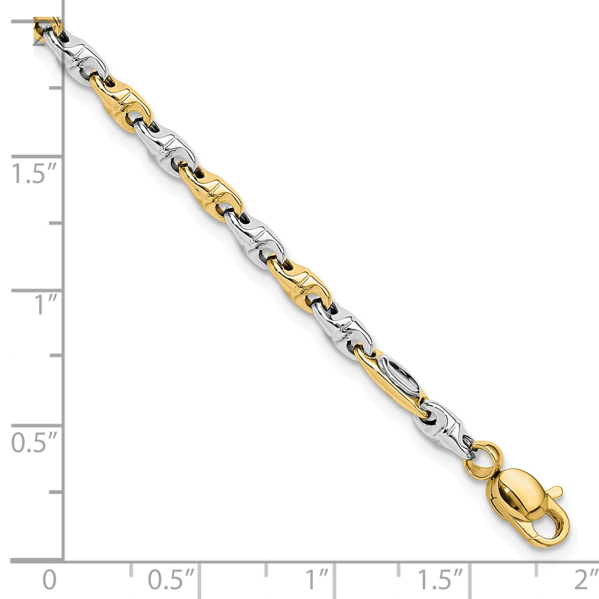 14K Two-tone Polished Fancy Link Bracelet-SF2598-7.5