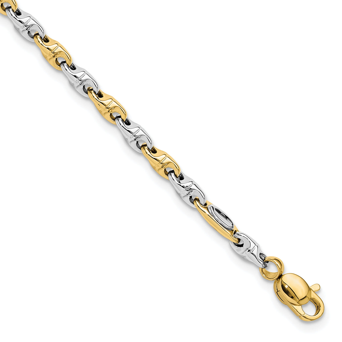 14K Two-tone Polished Fancy Link Bracelet-SF2598-7.5