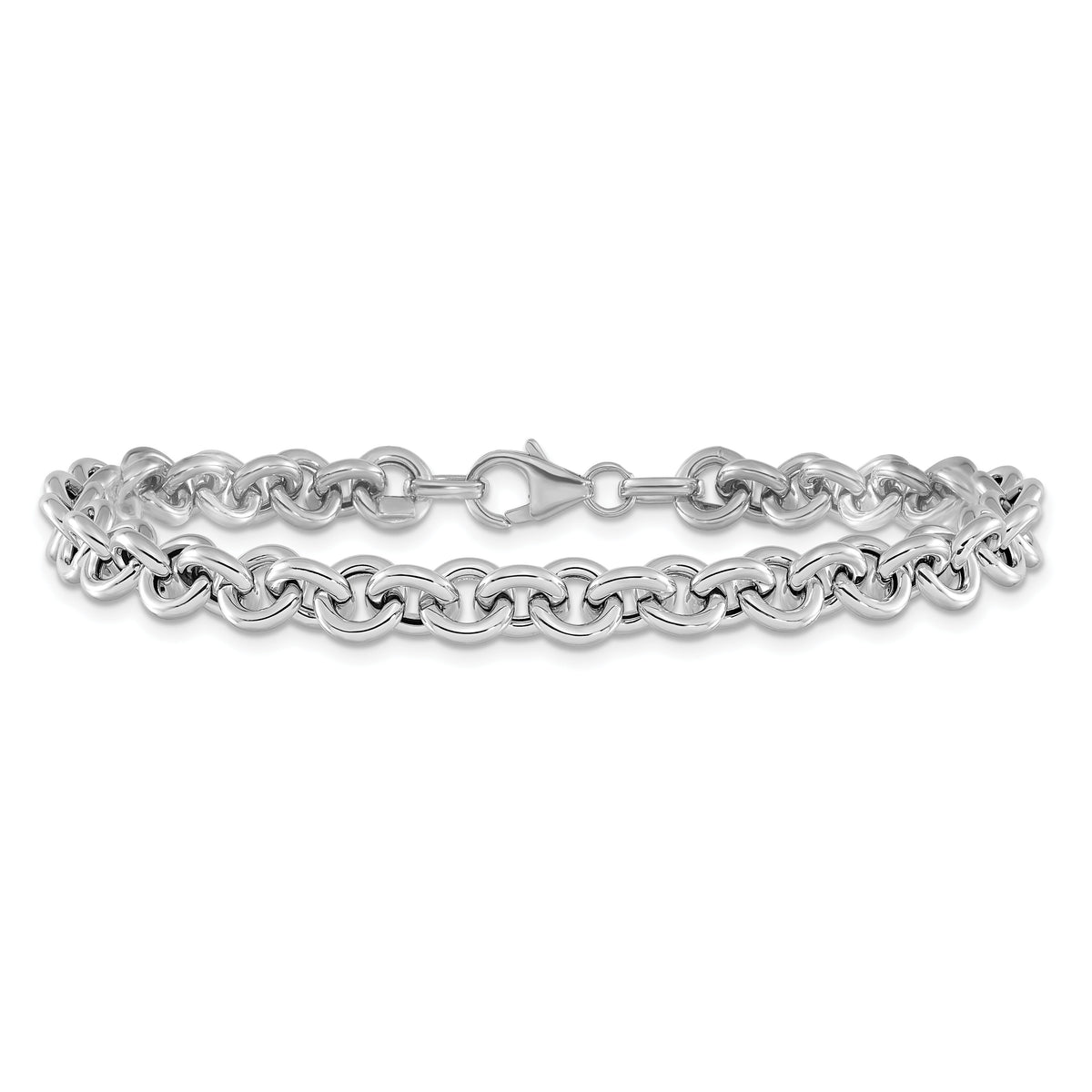 14k White Polished Fancy 6.5mm Rolo Link Bracelet-SF2601-7.75