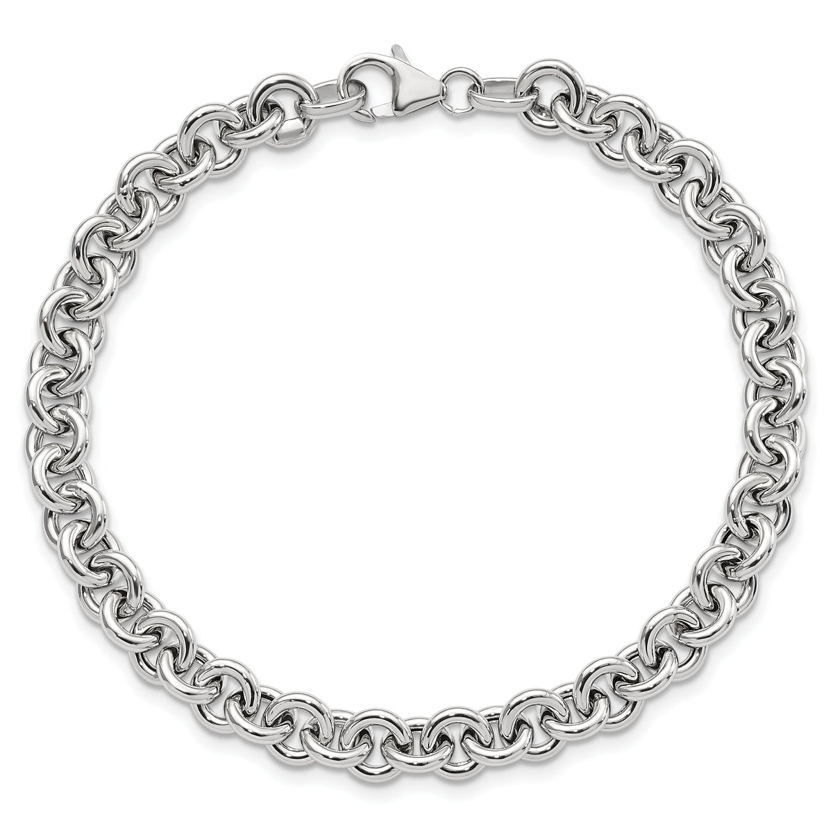 14k White Polished Fancy 6.5mm Rolo Link Bracelet-SF2601-7.75