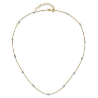 14K & White Rhodium Polished & D/C w/2 in ext Necklace-SF2629-18