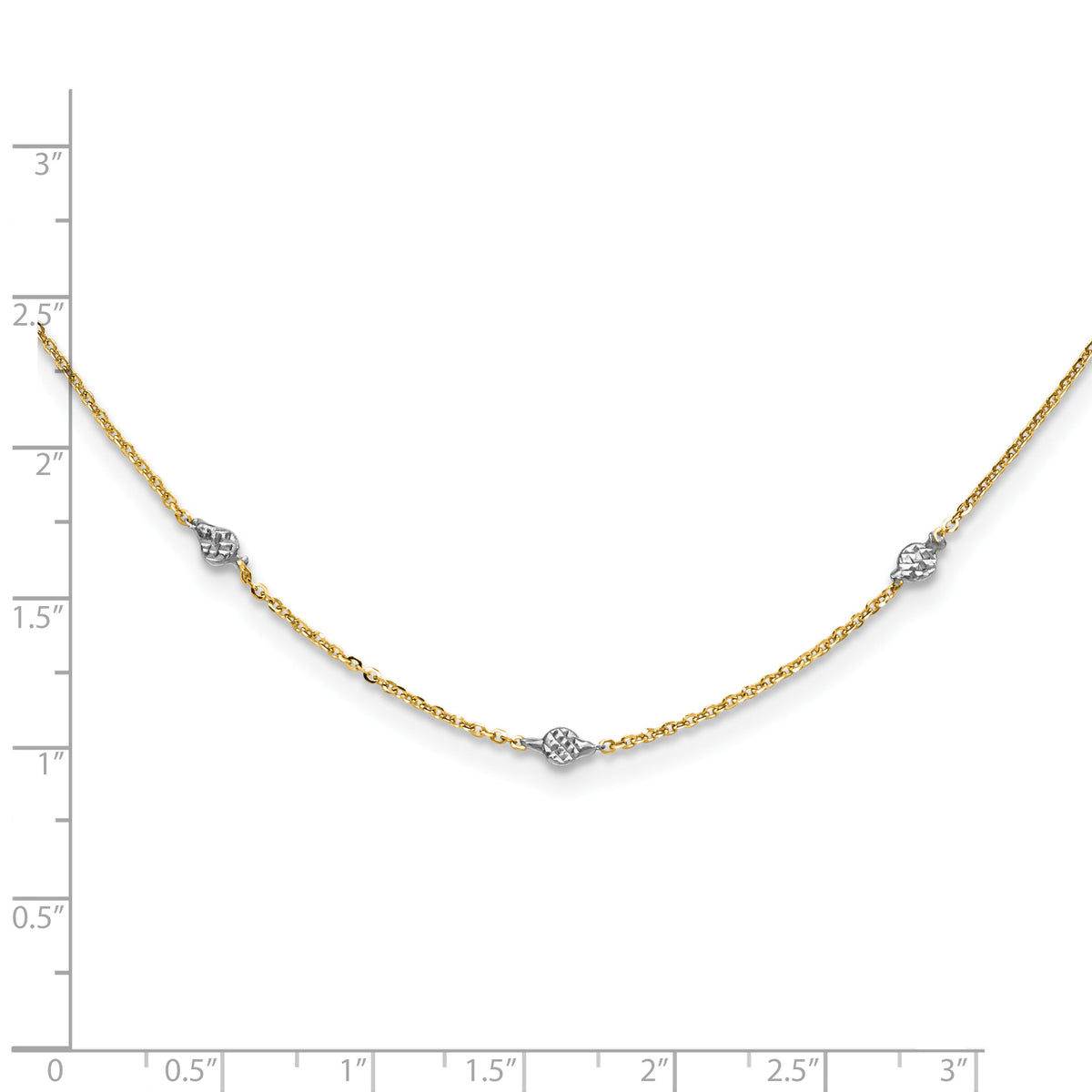 14K & White Rhodium Polished & D/C w/2 in ext Necklace-SF2629-18