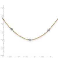 14K & White Rhodium Polished & D/C w/2 in ext Necklace-SF2629-18