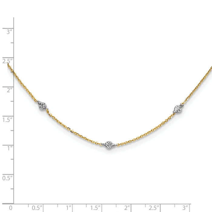 14K & White Rhodium Polished & D/C w/2 in ext Necklace-SF2629-18