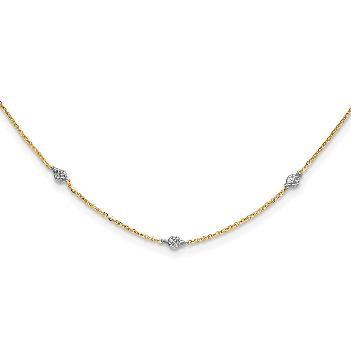 14K & White Rhodium Polished & D/C w/2 in ext Necklace-SF2629-18