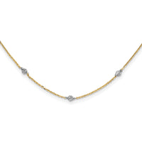 14K & White Rhodium Polished & D/C w/2 in ext Necklace-SF2629-18