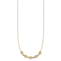 14k Two-tone Diamond-cut Beads & Knots Necklace-SF2631-18