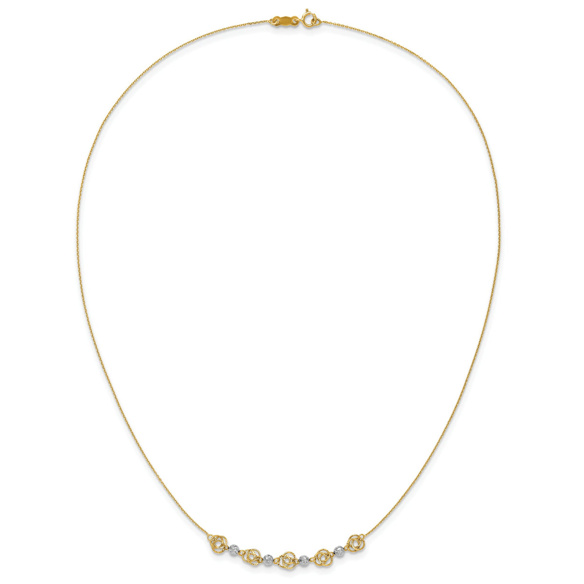 14k Two-tone Diamond-cut Beads & Knots Necklace-SF2631-18