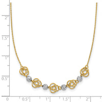 14k Two-tone Diamond-cut Beads & Knots Necklace-SF2631-18