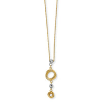 14k Two-tone Diamond-cut Beads & Love Knots Necklace-SF2632-18