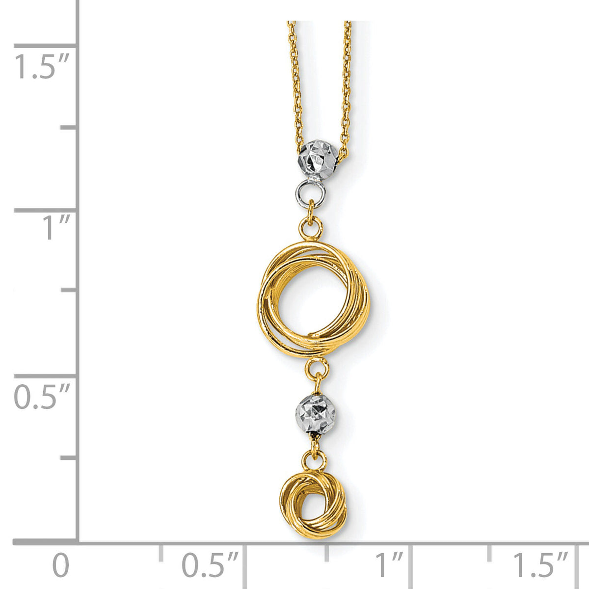 14k Two-tone Diamond-cut Beads & Love Knots Necklace-SF2632-18