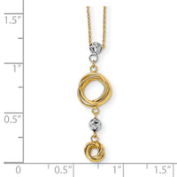 14k Two-tone Diamond-cut Beads & Love Knots Necklace-SF2632-18