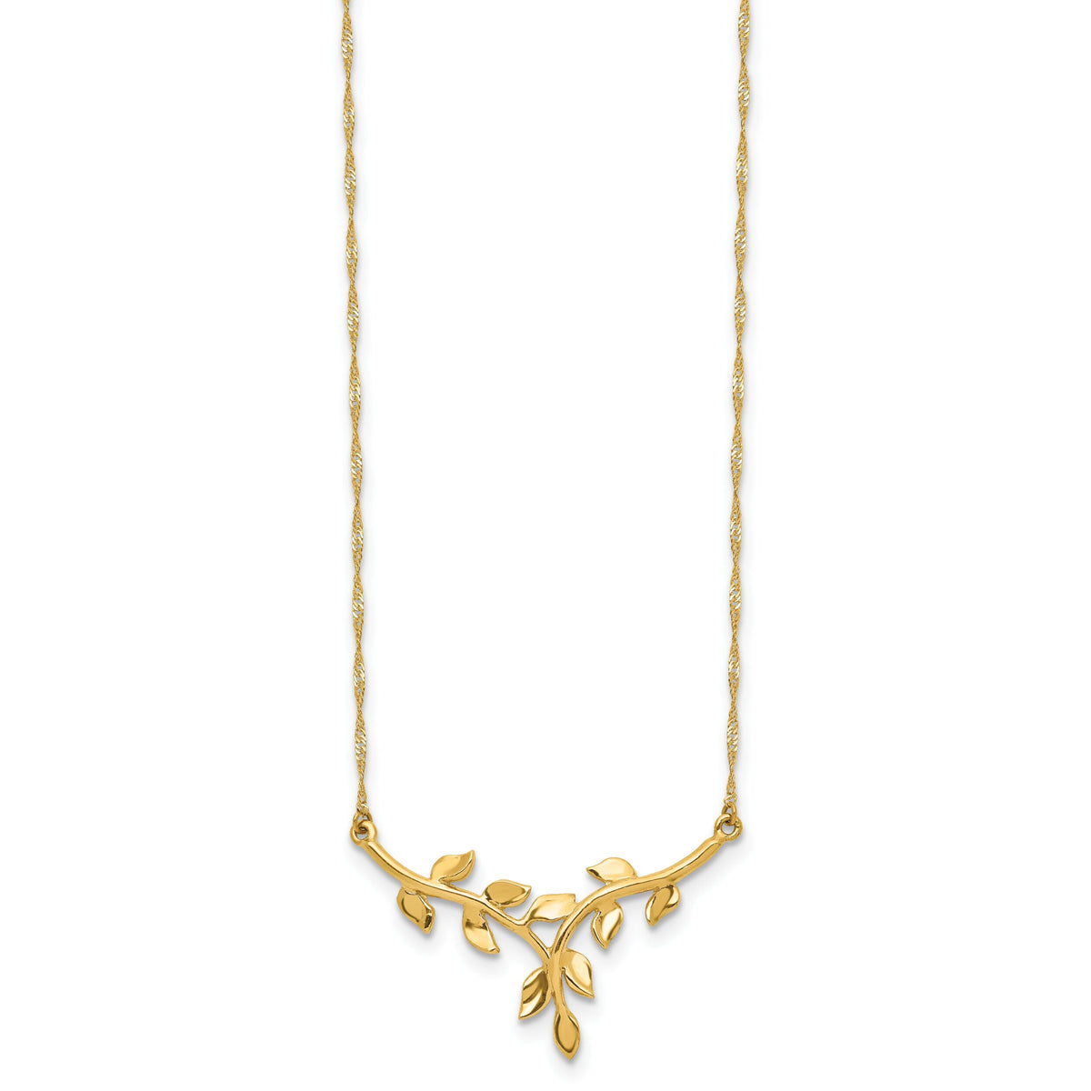 14K Polished Leaf Necklace-SF2637-17