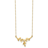 14K Polished Leaf Necklace-SF2637-17