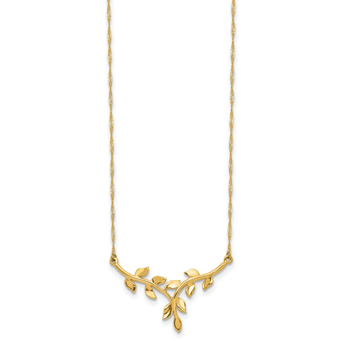 14K Polished Leaf Necklace-SF2637-17