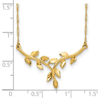 14K Polished Leaf Necklace-SF2637-17